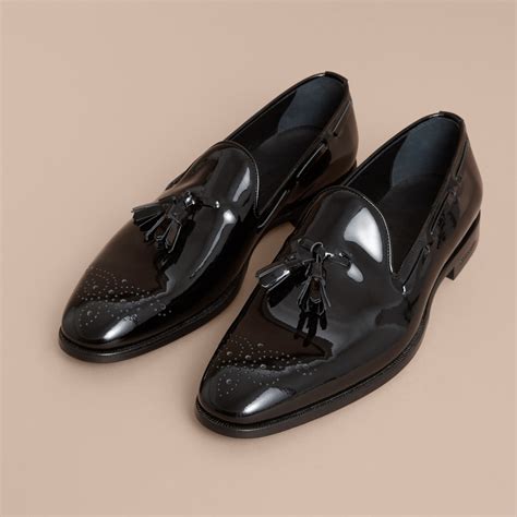 burberry tasselled patent leather loafers|leather stride loafers.